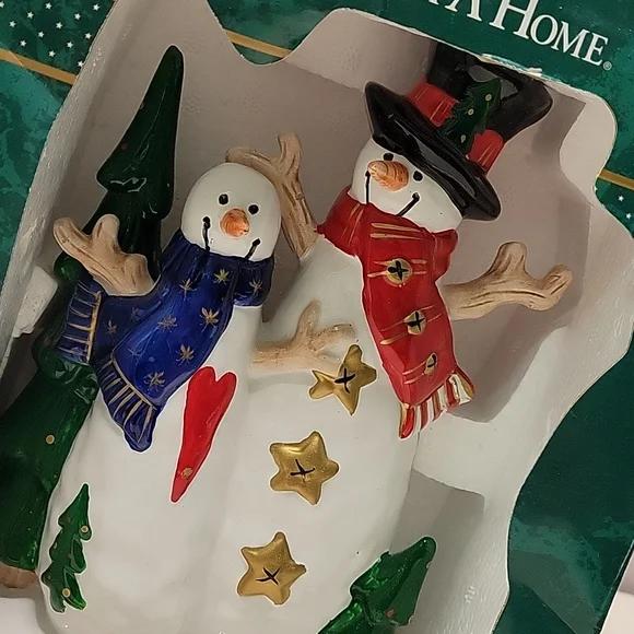 Lot of 2 Vintage Kmart Trim A Home Dolomite Figurine/ Wall Decoration Snowman - Picture 3 of 14